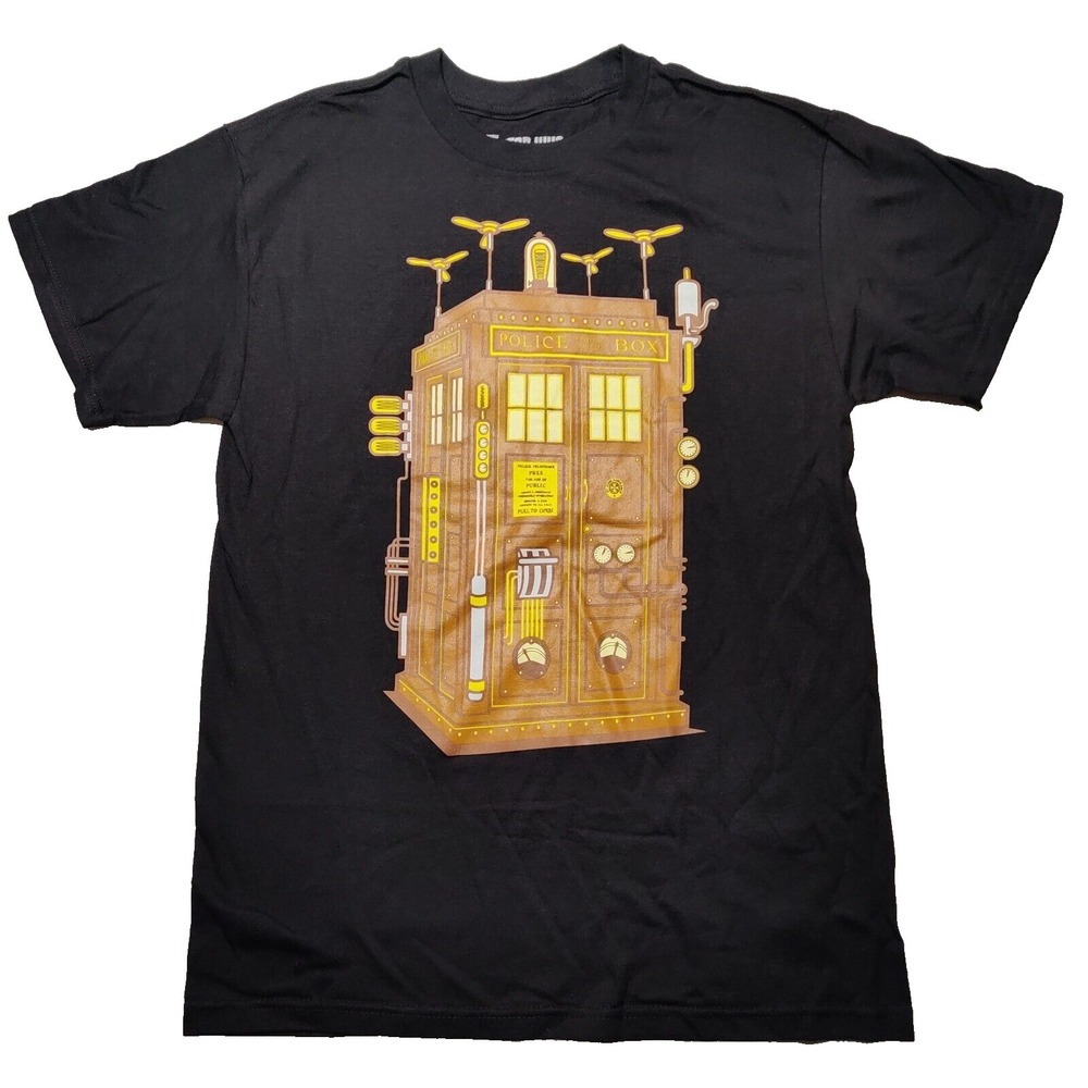 DOCTOR WHO STEAMPUNK TARDIS Men Size Medium Black T-Shirt‎ NEW